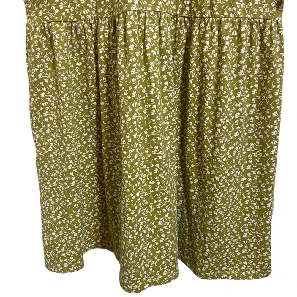 RVCA Olive Green Floral Babydoll Mini Dress Cottagecore Boho Festival Size Large - Picture 8 of 11